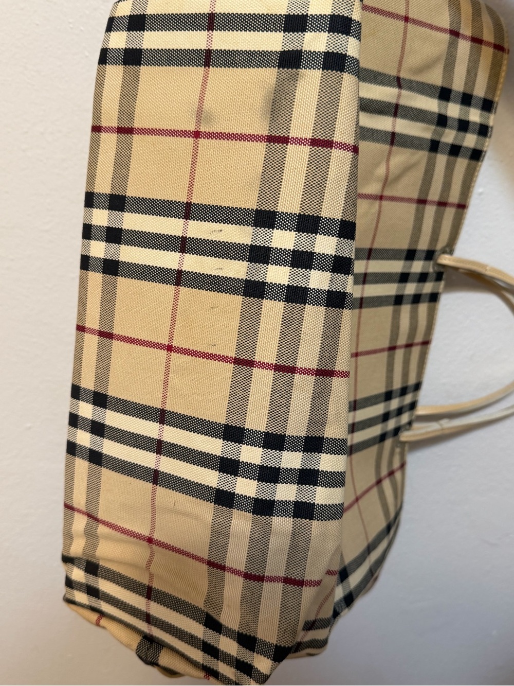 Burberry NOVA CHECK Plaid Canvas Tote with Tan Leather Trim Made in Italy - Picture 15 of 16